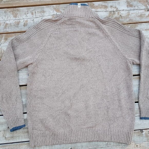 COLUMBIA Knit 1/4 Zip Sweater Pullover Jumper BROWN/ BLUE STRIPED Men Sz Medium - Picture 7 of 7